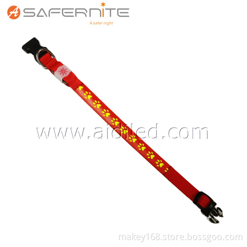 Leather Adjustable Flashing Light Up Led Dog Collar